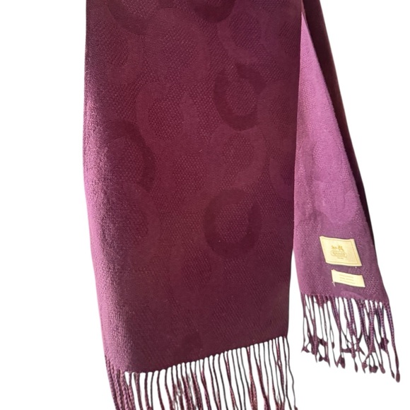 Coach Accessories - Coach Vintage Purple Op C Cashmere Fringe Soft Luxe Winter Weap